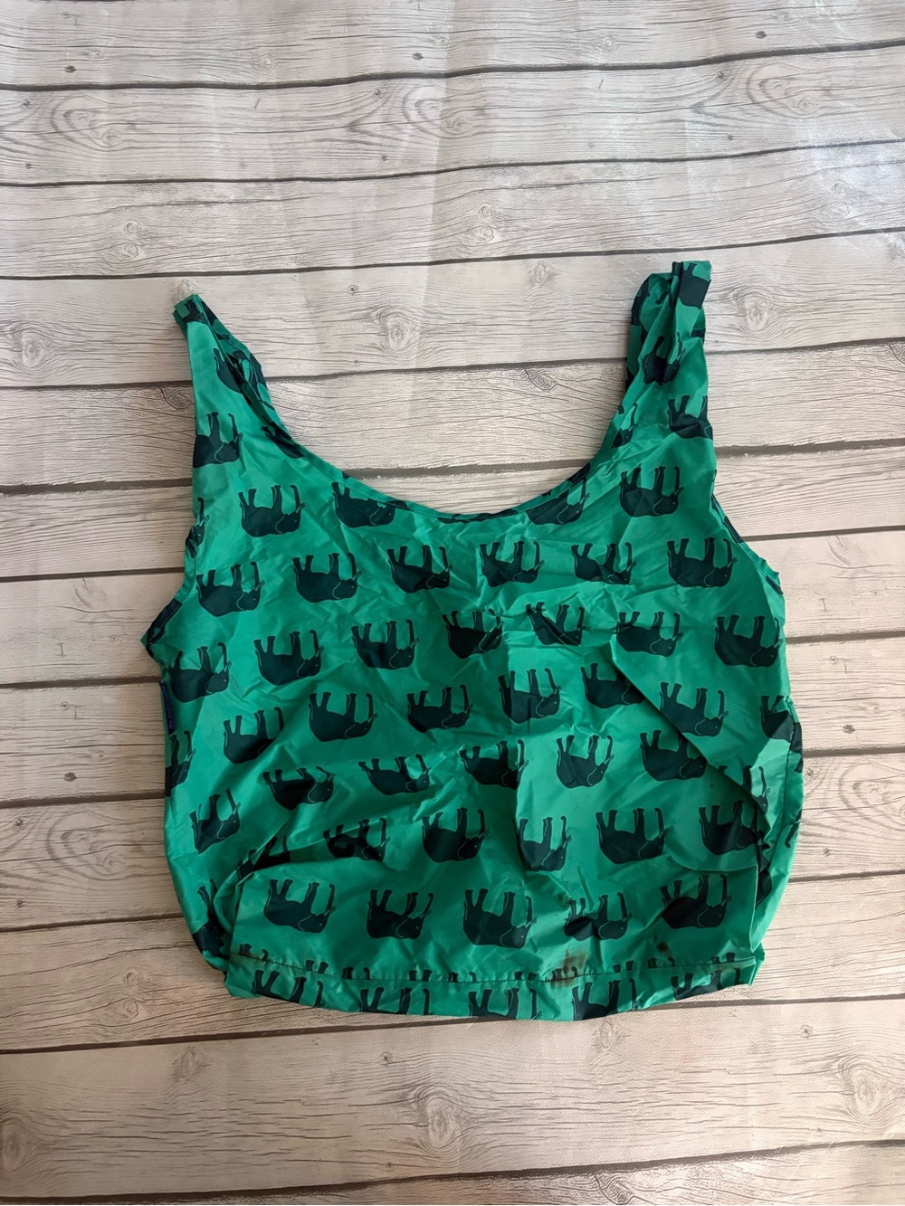 BAGGU Green Elephant-Print Bag